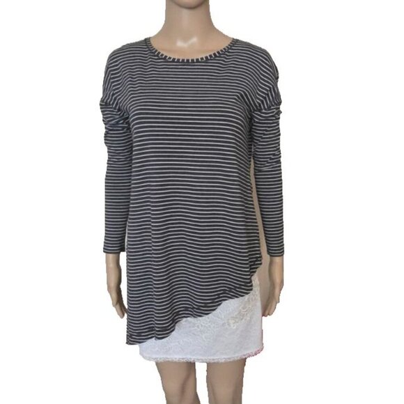 Lululemon To The Point Long Sleeve Modern Stripe Heathered Black White size 4 - Picture 2 of 9